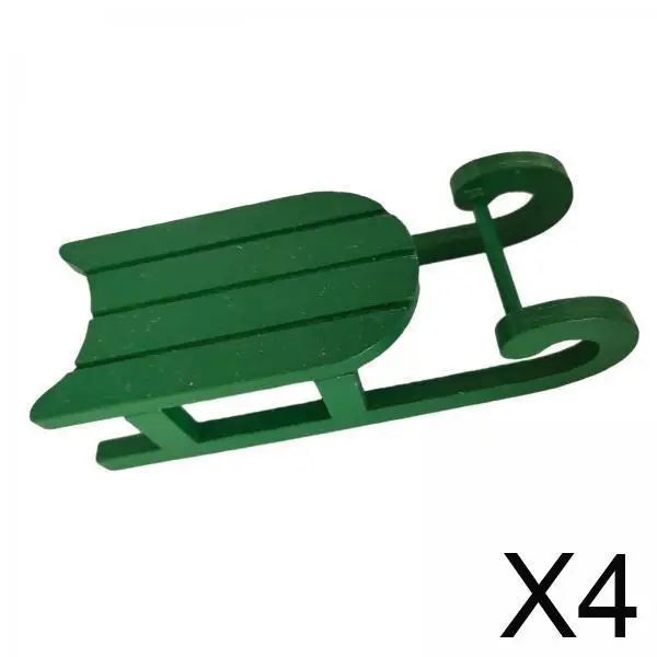 

4xWooden Sleigh Toboggan Doll House Decoration for Girls Kids Birthday Gifts