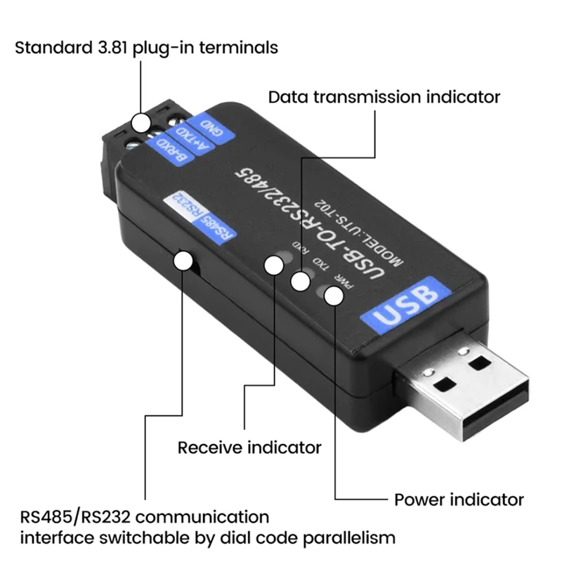 Modulo di comunicazione da USB a RS485/RS232 Modulo di comunicazione convertitore di linea seriale half-duplex bidirezionale