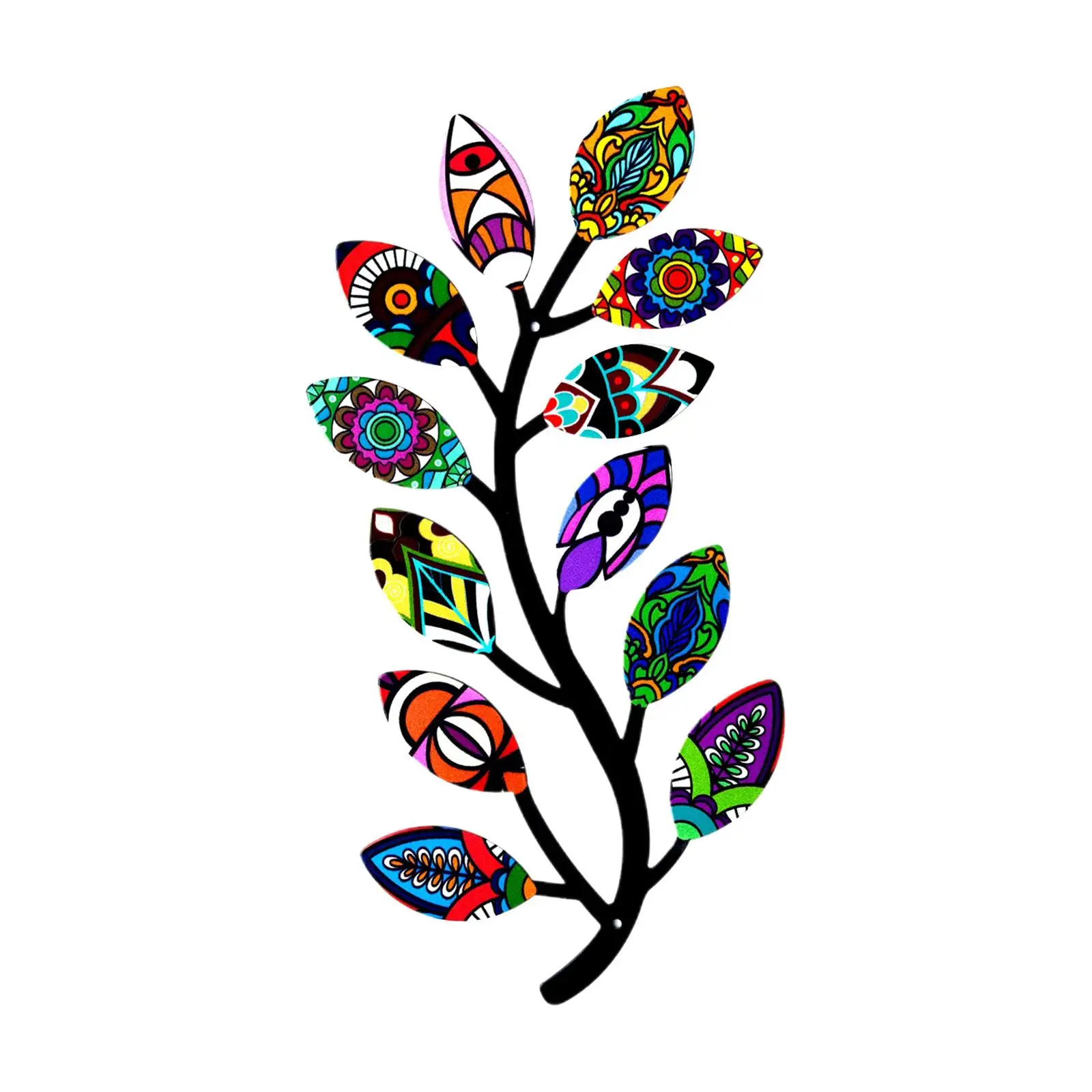 Multicolor Metal Tree Branch Wall Art Decor for Indoor Outdoor Fence Balcony