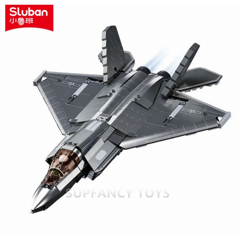 Sluban 838 Uds. Modelo de combate sigiloso de la Fuerza Aérea ladrillos escala 1/44 J-35 avión bloques de construcción militares juguetes educativos para niños