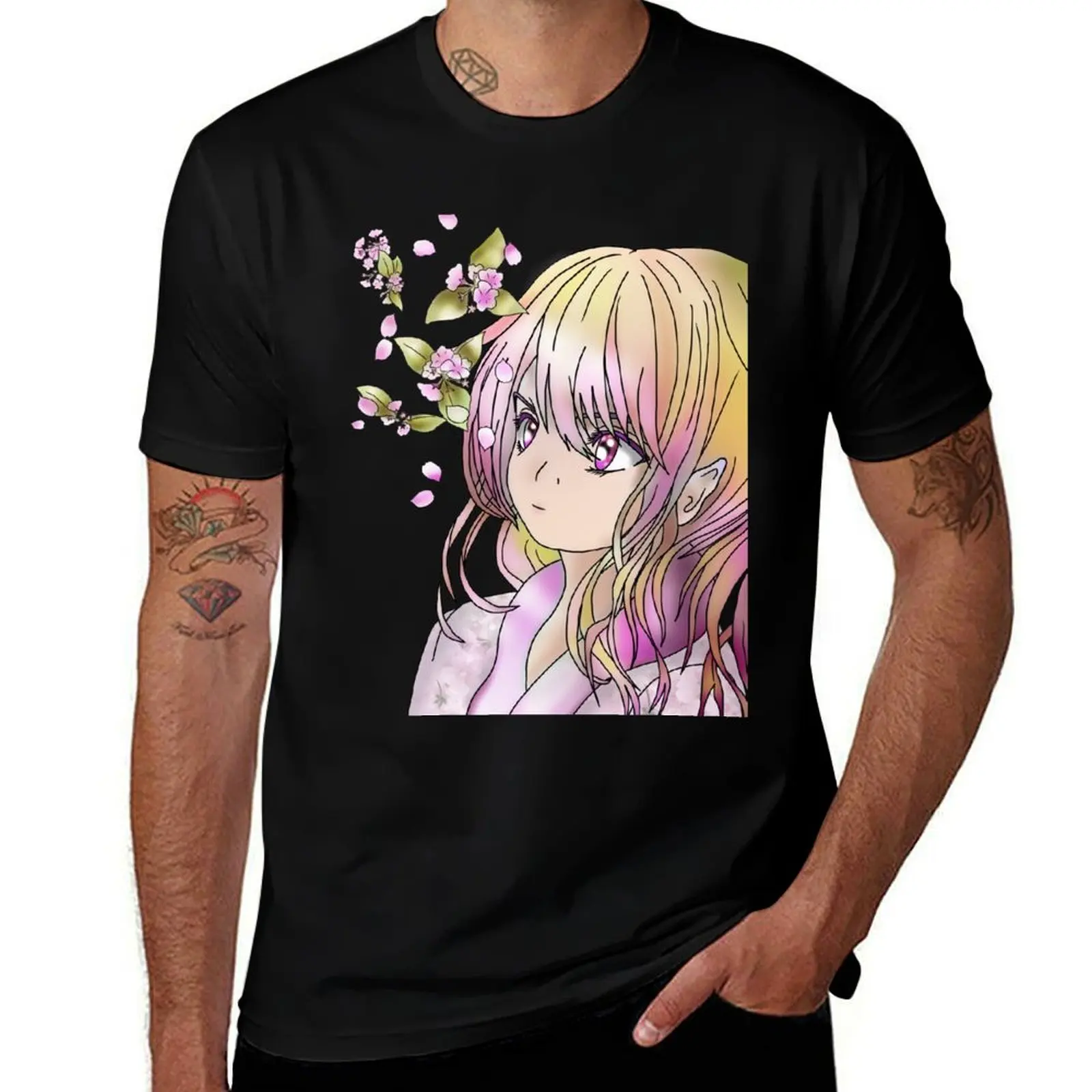 

sakura Cute falling with druid elf T-Shirt Plus Size Street Style Tee