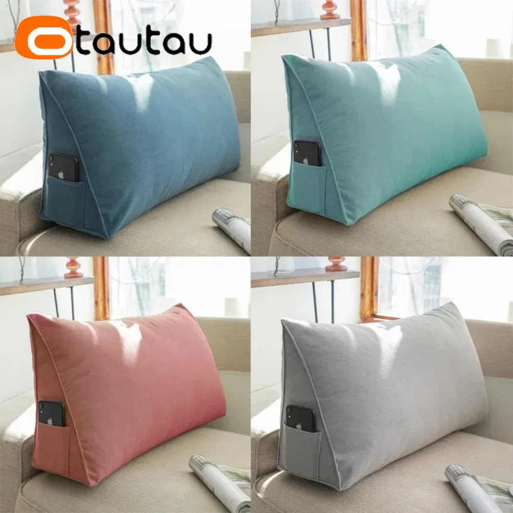 OTAUTAU Bed Triangular Cushion Chair Bedside Lumbar Chair Backrest Lounger Lazy Office Chair Living Room Pillow Decor KD034