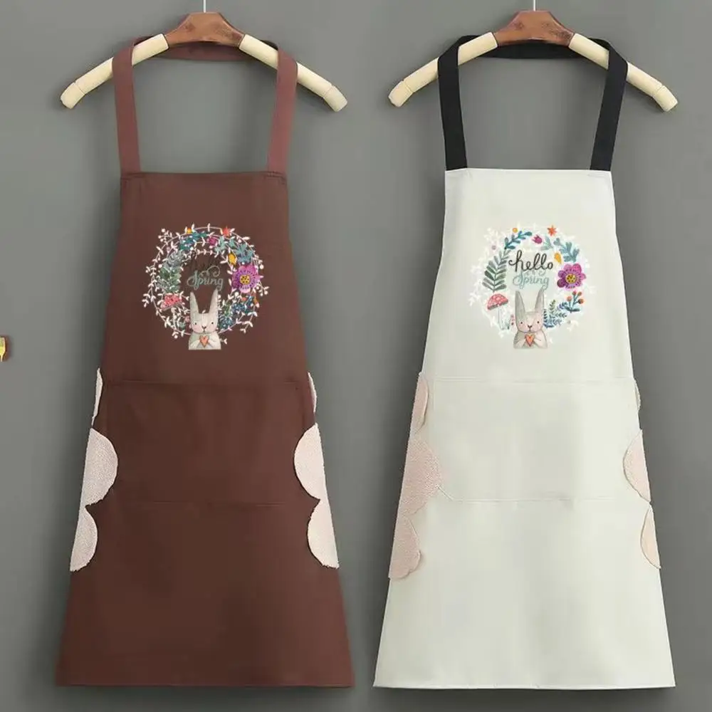 Apron Women\'S Kitchen Waterproof And Oil-Proof Household Can Wipe Hands Cute Fashion New Cooking Work  Kitchen Accessories