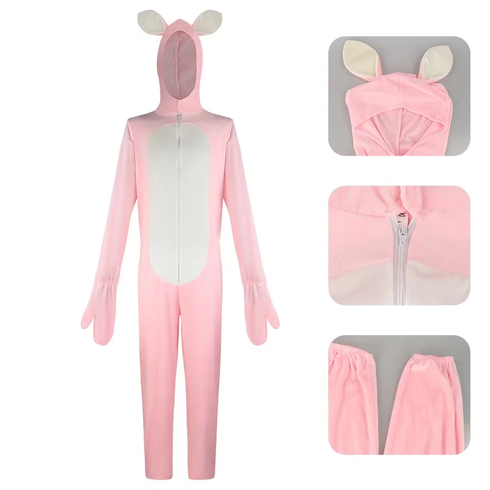 New Barbe Pink Rabbit Halloween Costume Adult Animal Pajamas Party Stage Props Event Carnival Performance Cosplay Clothing Women