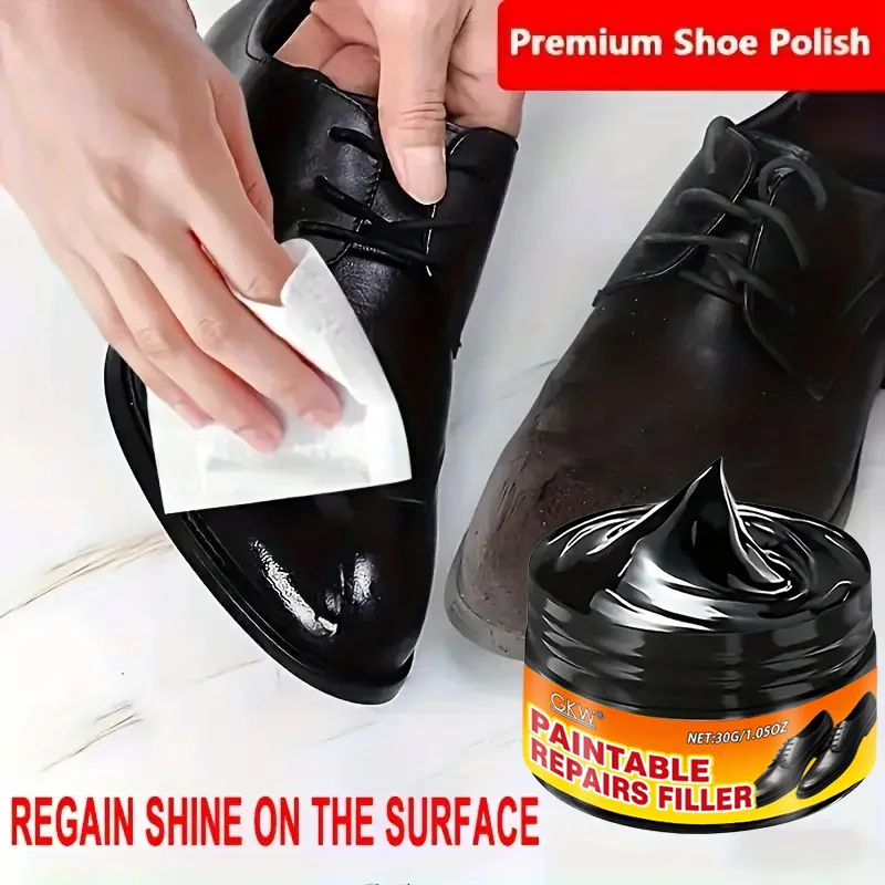 Black Faux Leather Repair Wax, fixes fading, renews shoes, fast repair, creates smooth long-lasting shine
