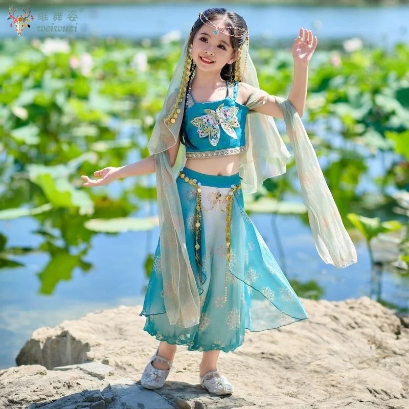 

Детский фестивальный костюм арабской принцессы, Болливудская принцесса Жасмин, костюм для косплея на Хэллоуин для девочек, нарядное платье для индийской танцы