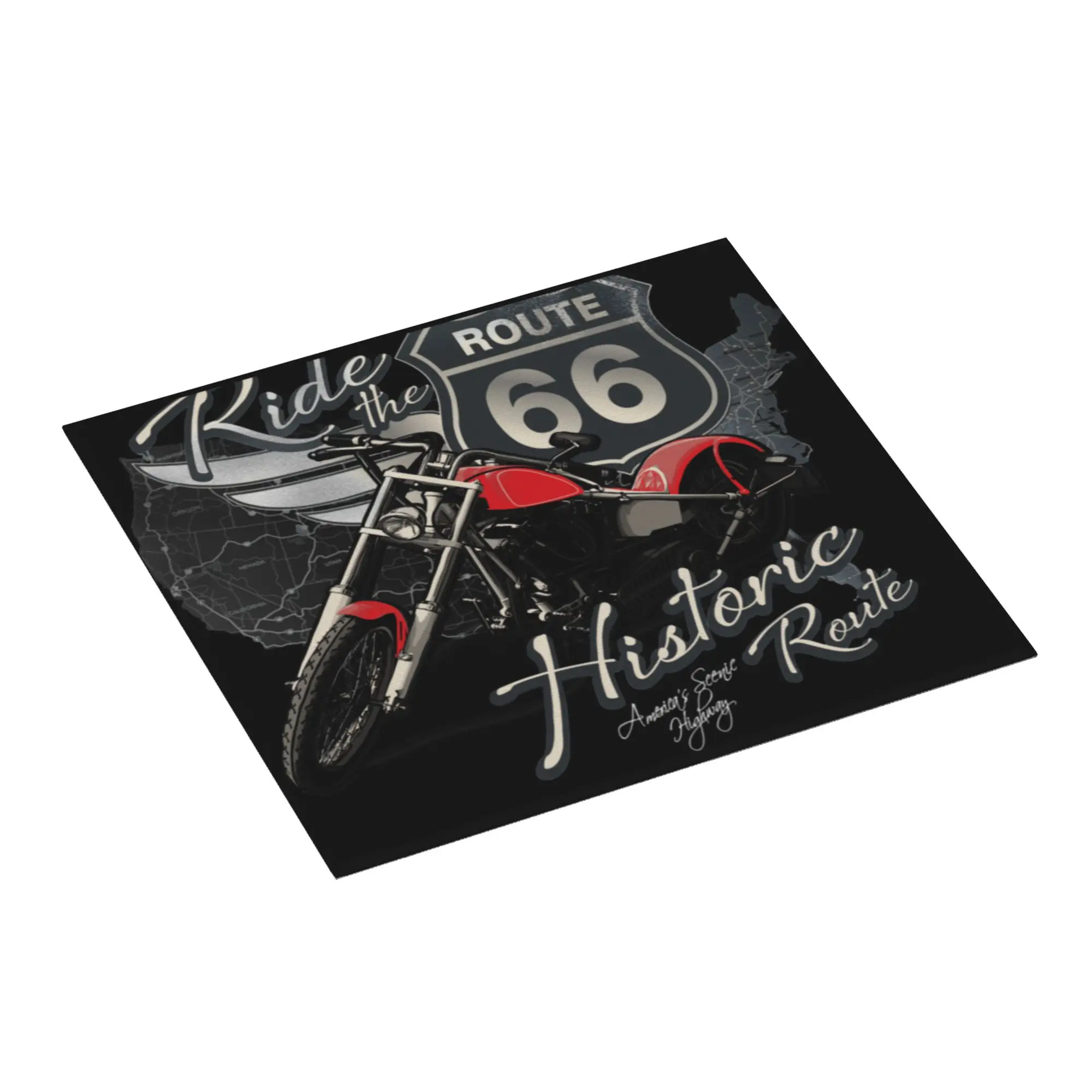Route 66 Motorcycle Biker Drying Mat For Kitchen Waterproof Non‑Slip Oil Proof Reusable  Bathroom Countertop Protector Mat
