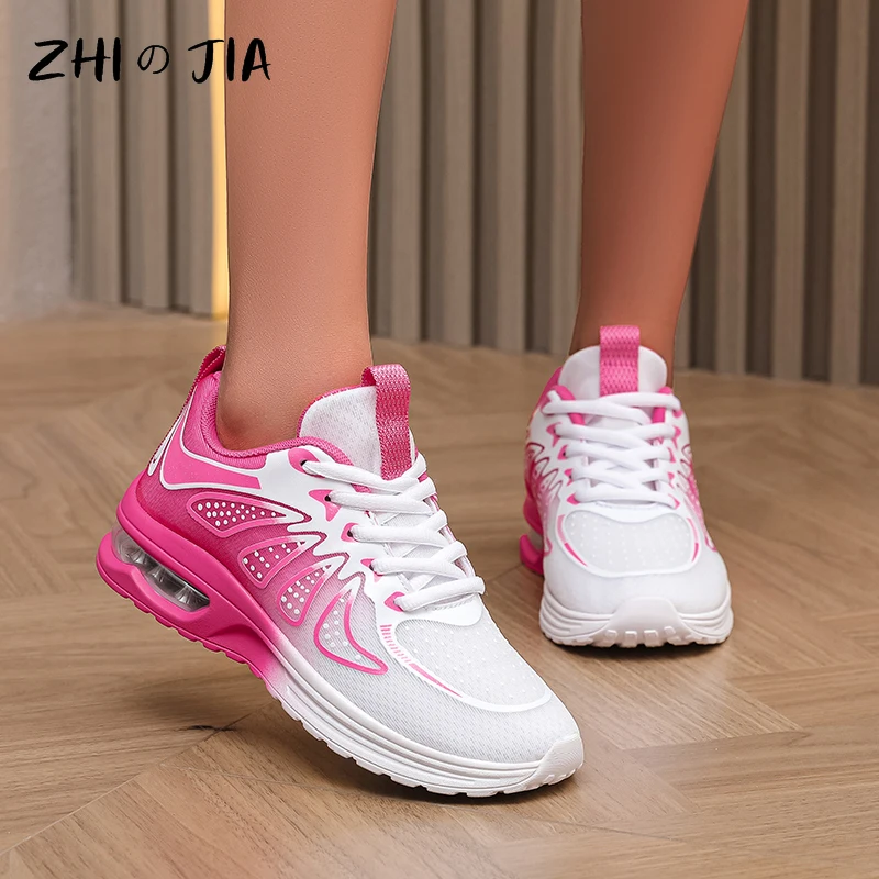 Summer New Air Cushion PU Shoes Women\'s Mesh Breathable Footwear Outdoor Fashion Running Fitness Shoes Casual Sneaker Large size