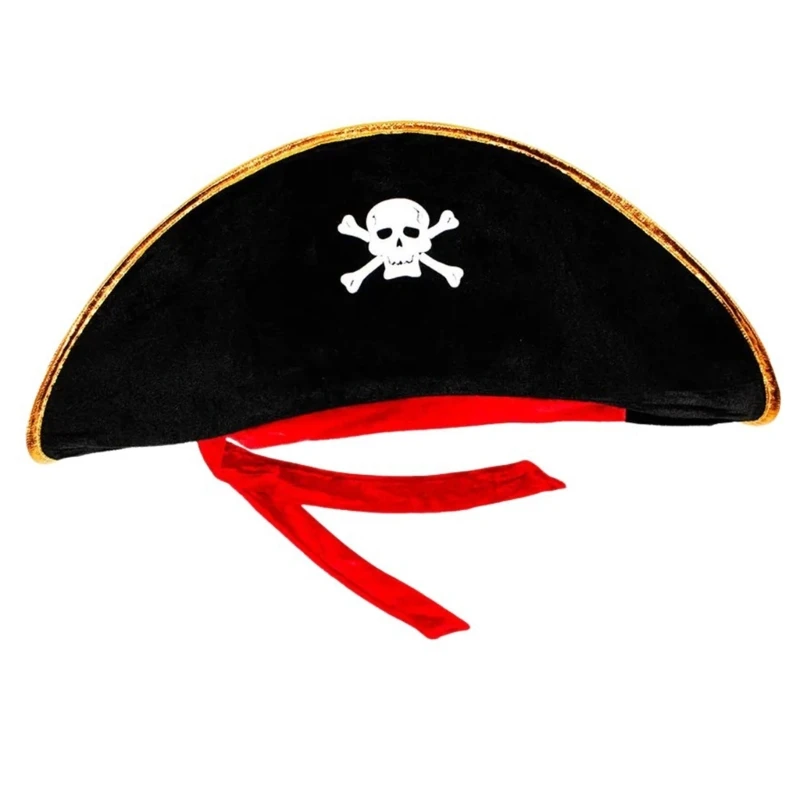 Pirate Captain Hat for Women Men Halloween Costume Tricorne Hat Cosplay Pirate Hat Stage Performances Cocked Hat Beard