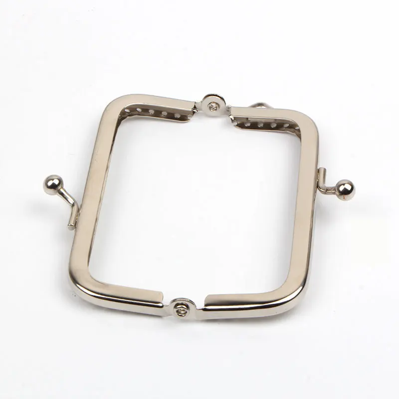 1 Piece Square Glossy Silver Basic Metal Purse Frame Kiss Clasp Lock DIY Bag Accessories 6.5/8.5/10/12/15/18/20 CM