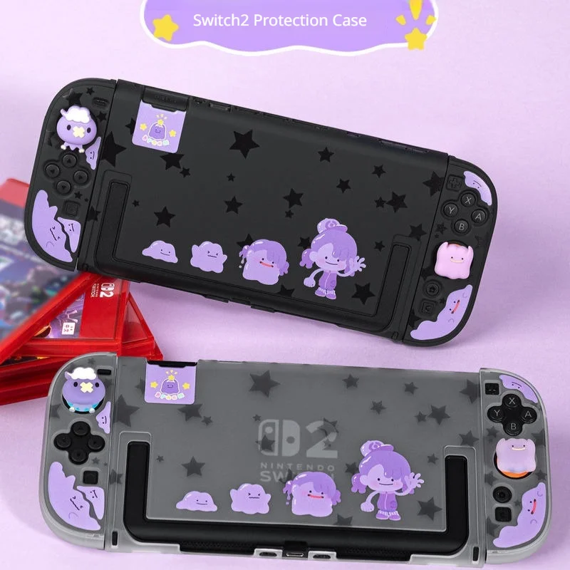 Hot Anime Switch 2 Case Cool Black Game Protective Shell For Switch 2 Ns2 Dock-Able Split Hard Pc Cover With Thumb Grip Cap