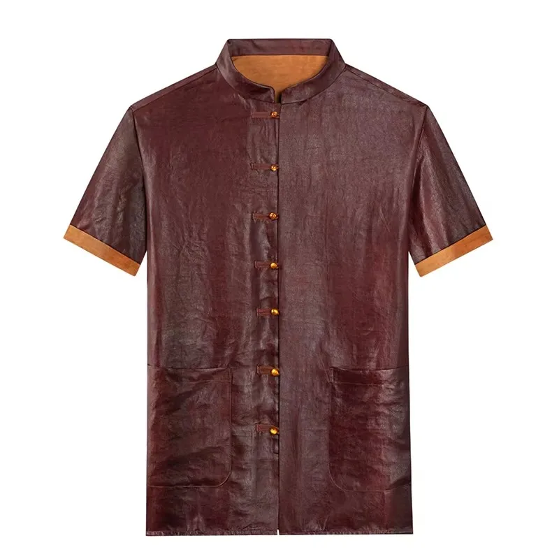 Geniune Silk 100% Frog Buttons Shirts For Men Tang Costume Premium Summer Skin-Friendly Gambiered Canton Gauze Camisas De Hombre