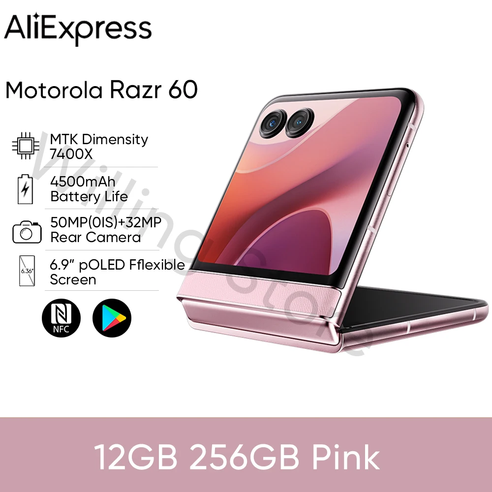 오리지널 모토로라 모토 레이저 60 5G 레이저60 스마트폰 6.9인치 플렉스 MTK 디멘시티 7400X 50MP 4500mAh 폴더블 폰 50MP 카메라