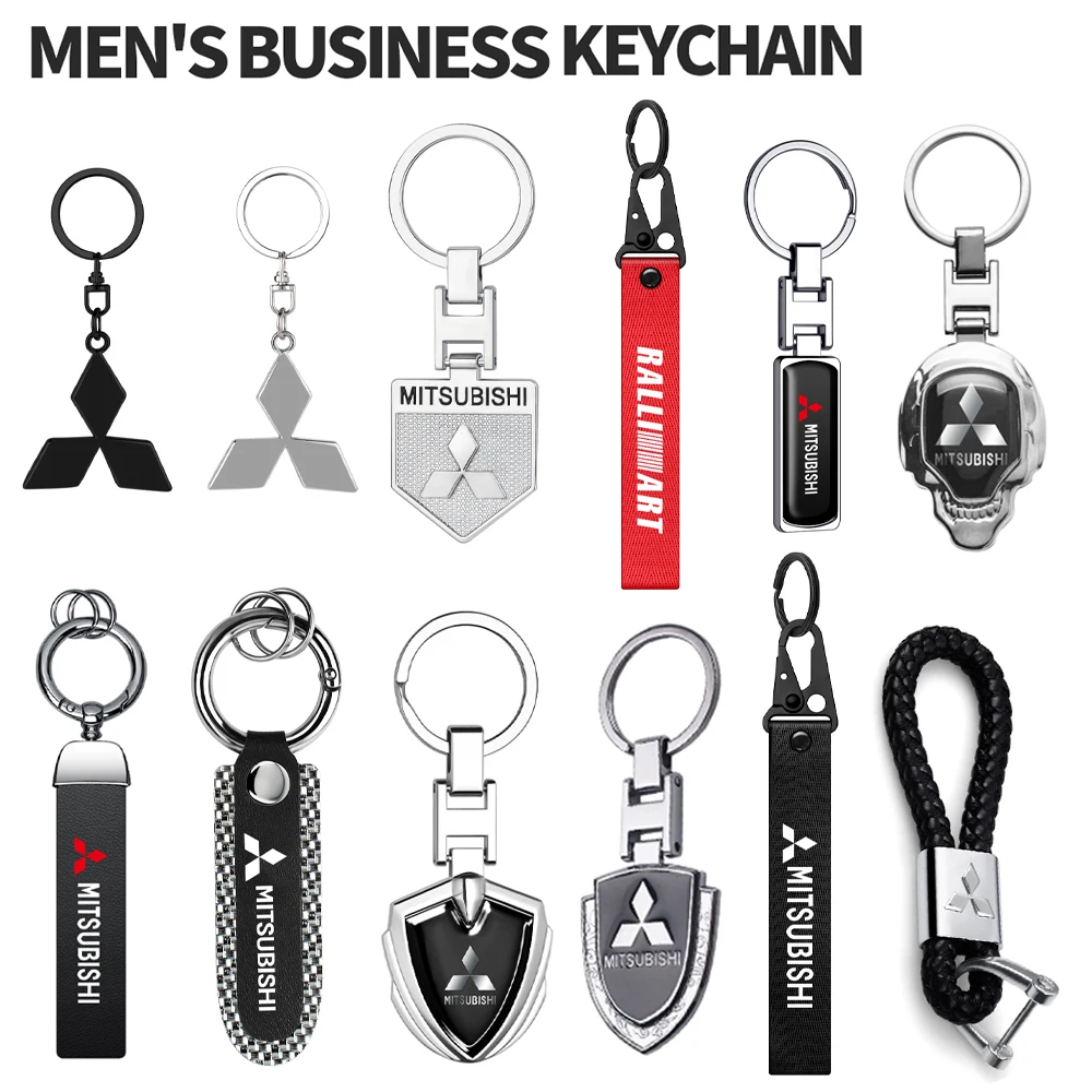 Metal/Leather Car Key Ring Braided Rope Key Case Key Chain For Mitsubishi Space Star Lancer 9 Outlander Eclipse Cross Asx Galant