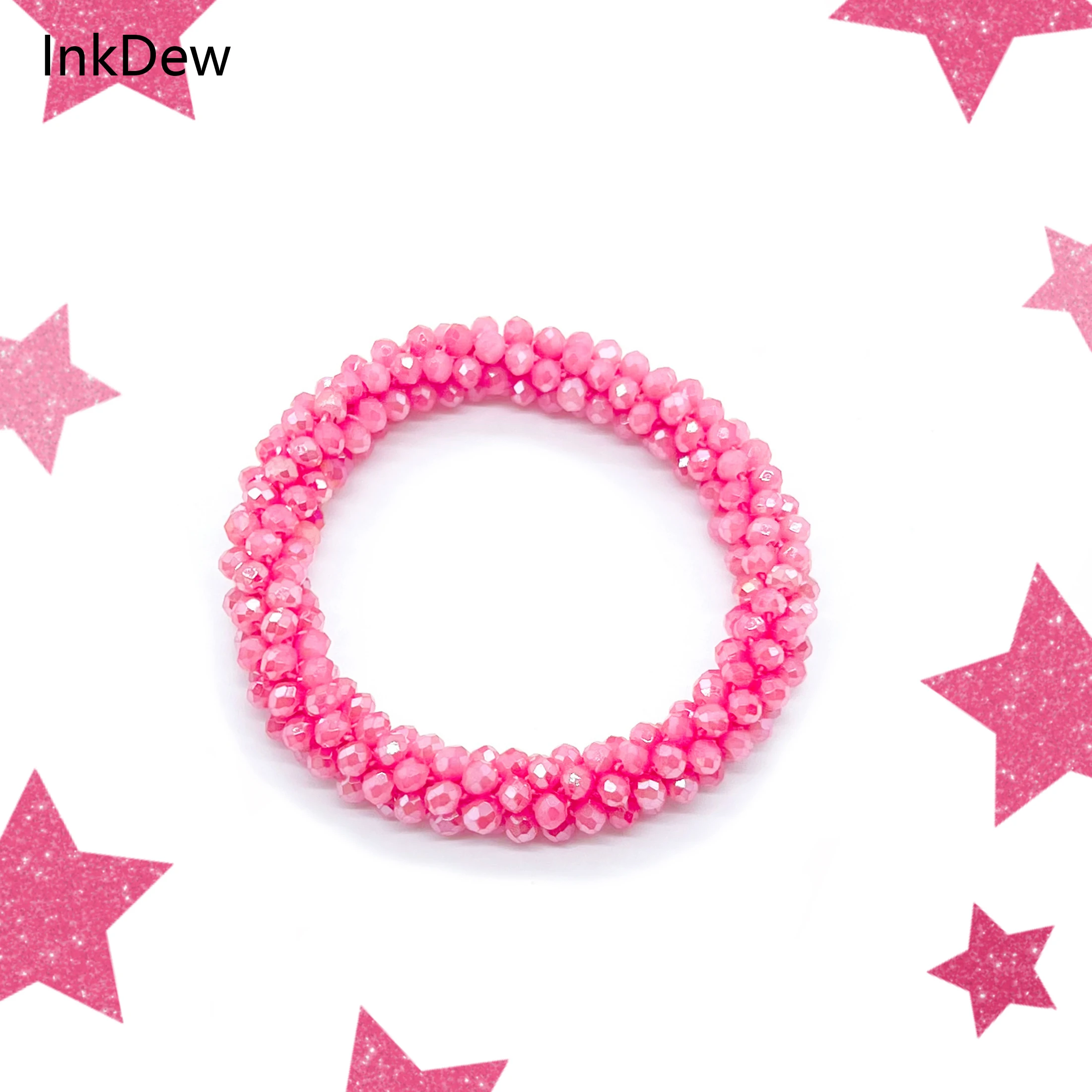 INKDEW Beads Bracelet Elastic Handmade Strand Crystal Bracelets for Women Gift Multicolor Bracelets & Bangles Jewelry BR001