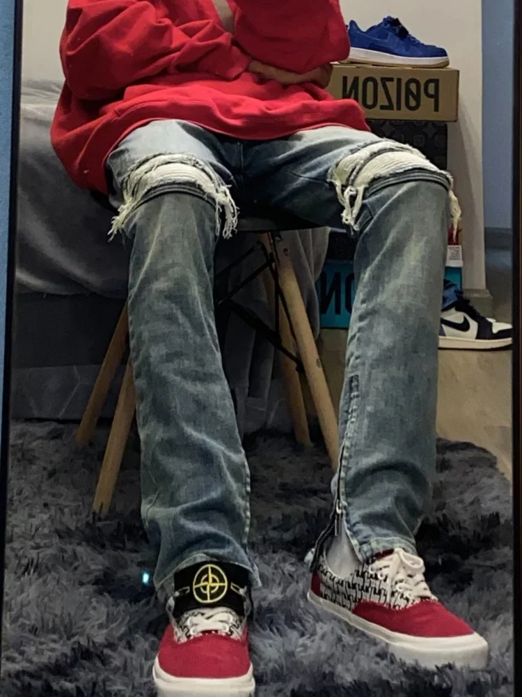 

XS-5XL Джинсы женские рваные шикарные винтажные уличные брюки в американском стиле прямые модные с высокой талией весенние универсальные брюки для отдыха