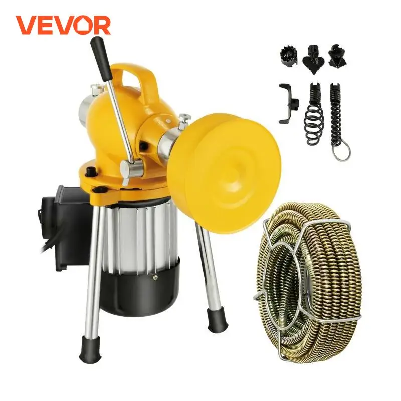 VEVOR Professional Dredge Machine 400W Electric Pipe Plunger Household Sink Sewer Toilet Blockage Tube Unblocker Cleaning Tools