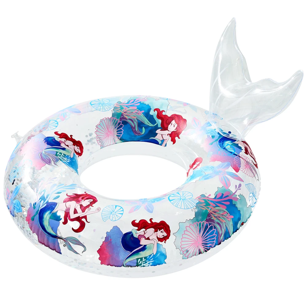 Clear Sequined Mermaid Swim Ring Tube Inflatable Toy Swimming Ring For Child Kid Adult Swim Circle Float Swim Pool Water Toys