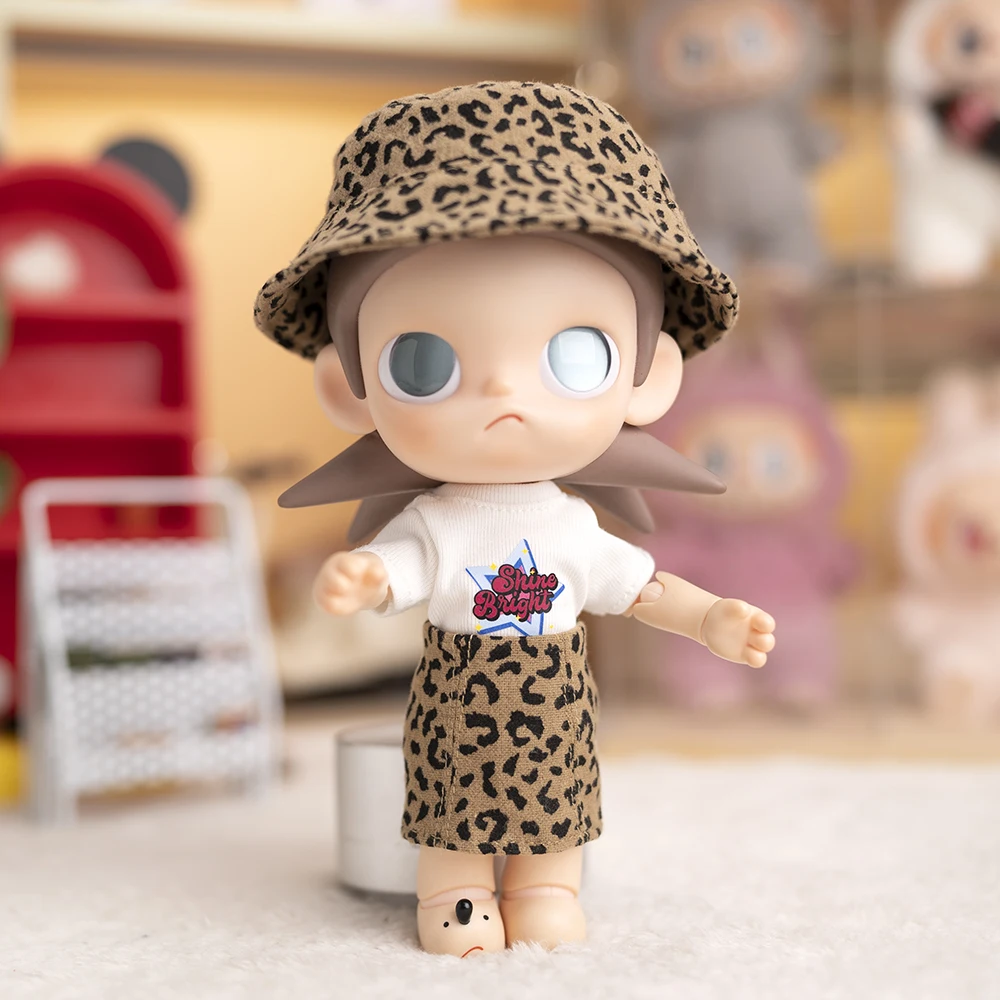 

1/8 BJD Doll Clothes Set for Zsiga 20cm Leopard Print Skirt Outfit with Hat T-shirt Fashion Doll Accessories