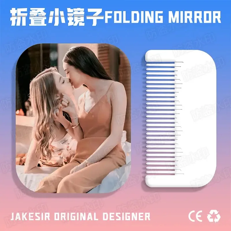 Lingorm Poster Hand-held Makeup Mirror Thai TV The Secret of Us Photo Convenient Portable Folding Double-sided Mirror with Comb