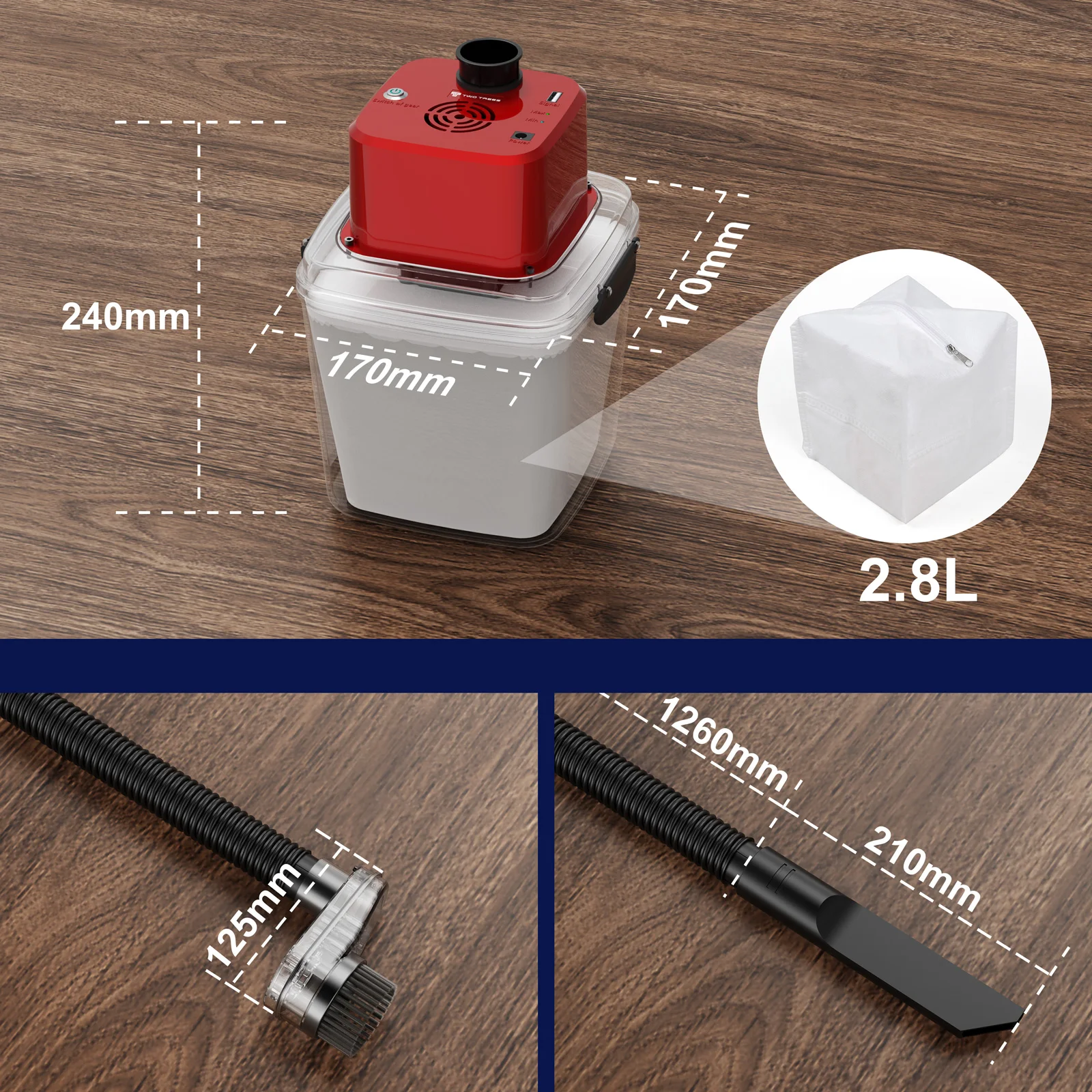 TWOTREES CNC 조각 기계 TTC450 스핀들 더스트 커버 50000RPM 자동 시작 및 정지 기능과 공기 정화 및 잔해물 제거를 위한 LED 조명 CNC 공작 기계 더스트 커버 스핀들 브러시