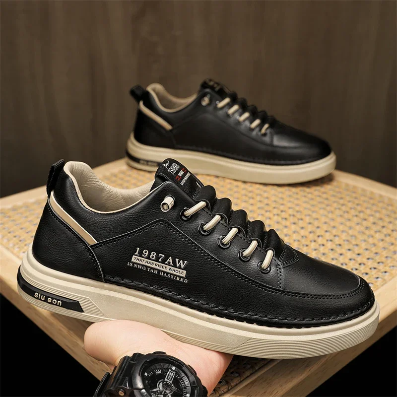 

Fashion New Mens Board Shoes True Super Soft Breathable Leather Shoes for Men Thick Soled Luxury Sneakers Men Zapatos De Hombre