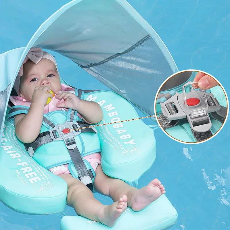 Baby Swimming Float Seat with Canopy Sunshade Inflatable Infant Safety for Pool Beach Swim Floaties Ring Accessories Summer Toy