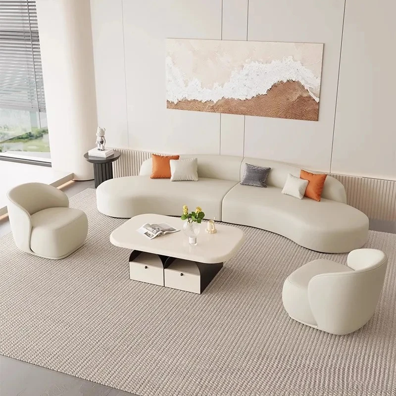 xj-Sofa Nordic Fabric Sofa Office Business Reception Sofa Coffee Table Combination Beauty Salon