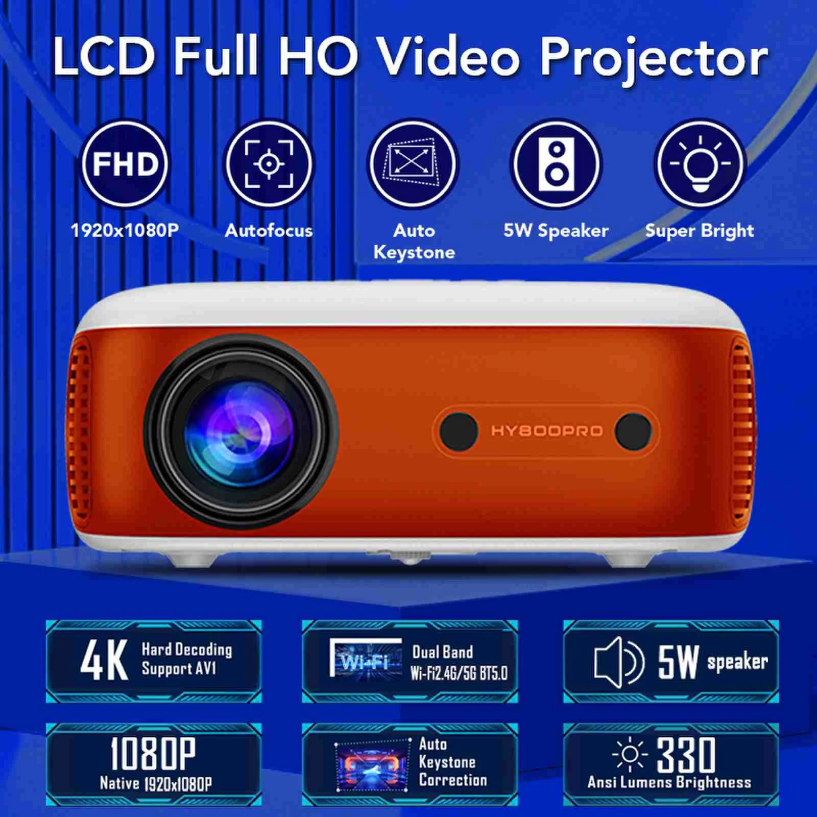 أجهزة عرض Hy800 Pro 4K Proyector مع Wifi NT72564 Android 11 جهاز عرض فيديو محمول 4K 330 ANSI Lumen Beamer
