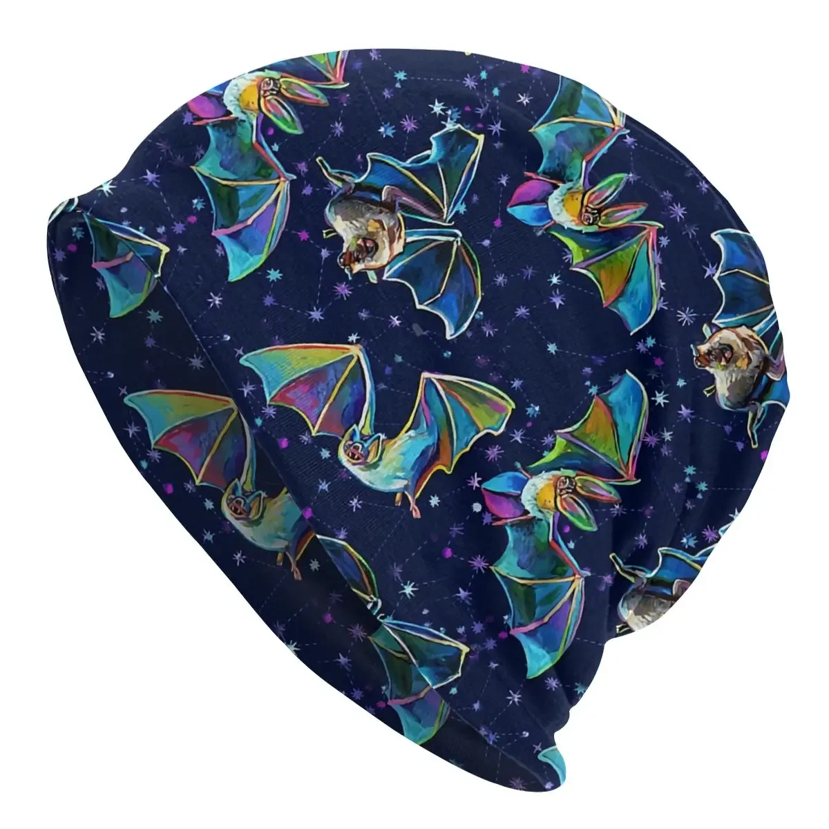 

Psychedelic Bat Trio Pattern On Blue Bats Unisex Bonnet Winter Running Double Layer Thin Hats For Men Women