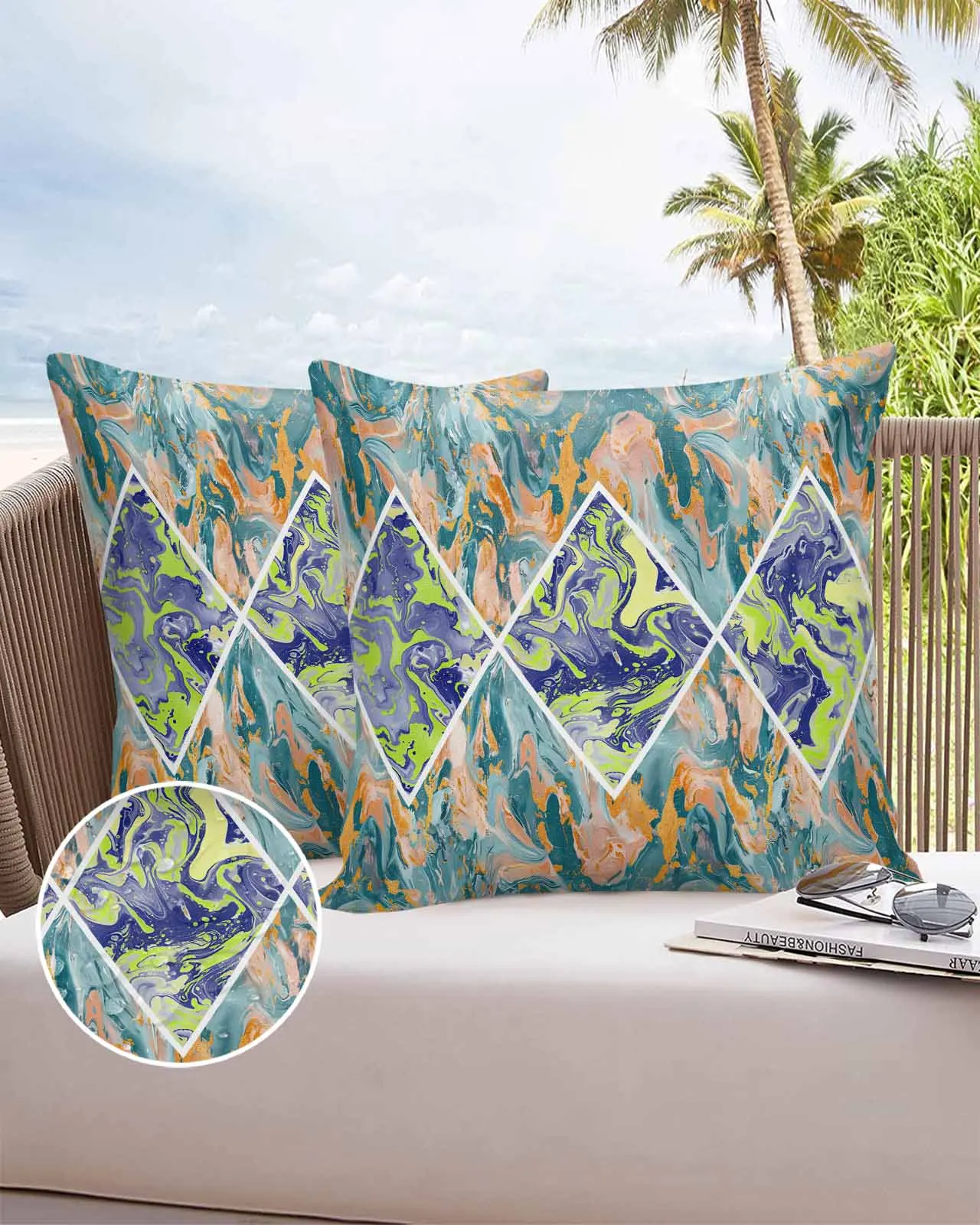 2/4PCS Outdoor Garden Chair Waterproof Cushion Cover Texture In Modern Art Home Decor Pillow Case Home Decor Pillow Case