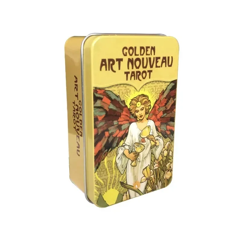 1Pcs Golden Art Nouveau Tarot fortune-telling Beginner Prophecy Props Guidbook Deck games Fate Divination Cards