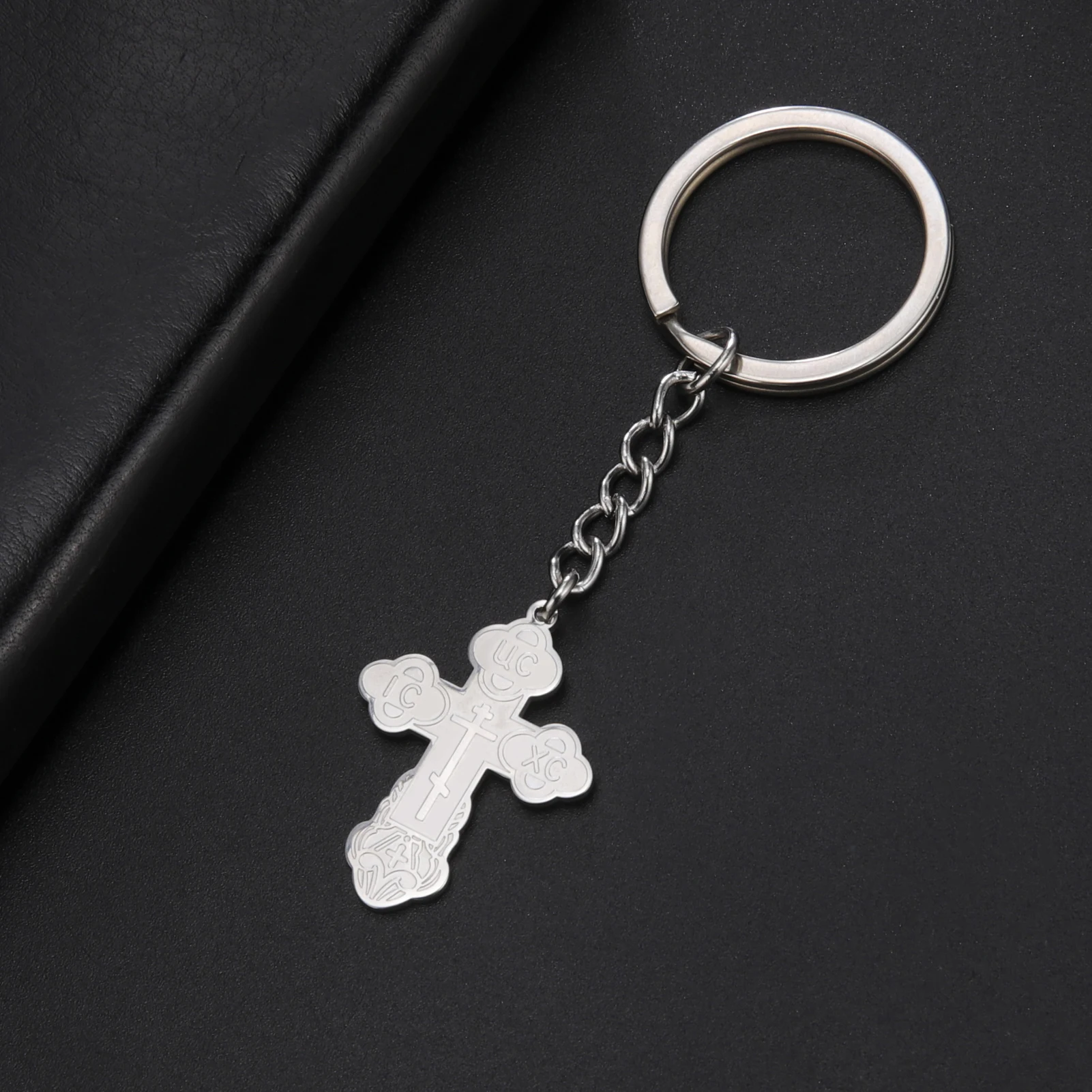 Amaxer Eastern Orthodox Church Stainless Steel Keychain Religious Cross Key Ring For Men Women Gifts Gift