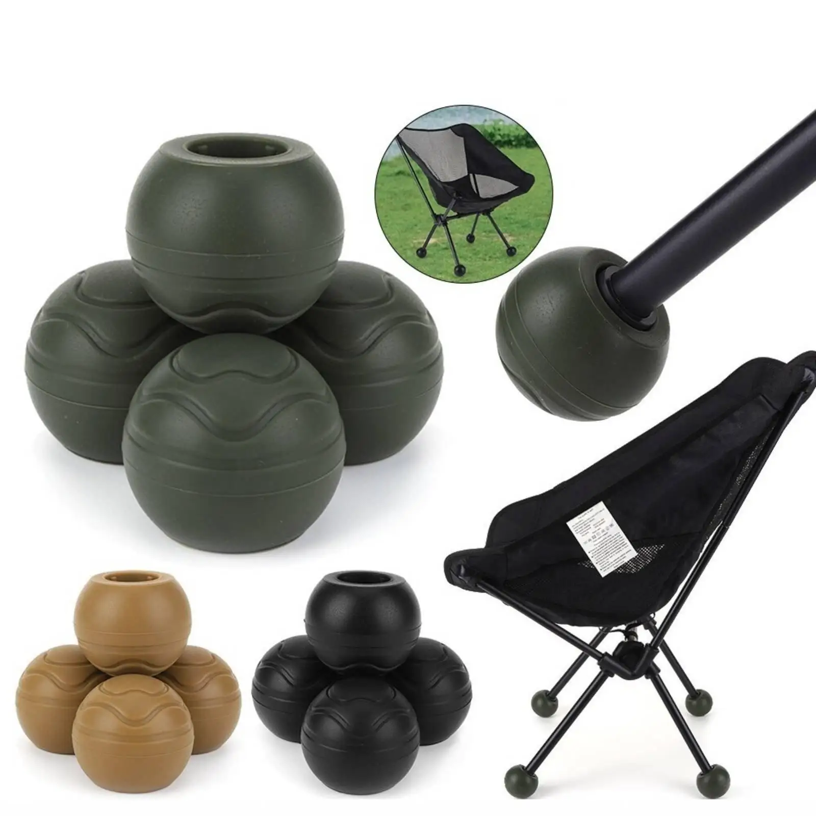 Outdoor Foot Cover Heavy Duty Silicone Chair Leg Cap Set Chair Feet Pads Anti Scratch Anti Noise for Camping Chair