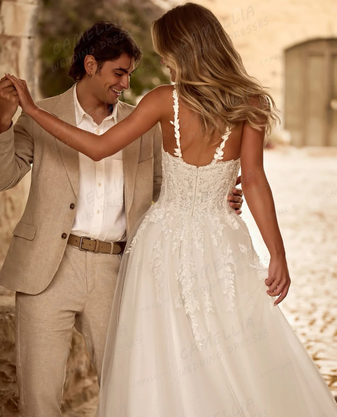 Elegante barco pescoço vestidos de casamento feminino uma linha querida sem mangas chiffon vestidos de noiva novia festa personalizada