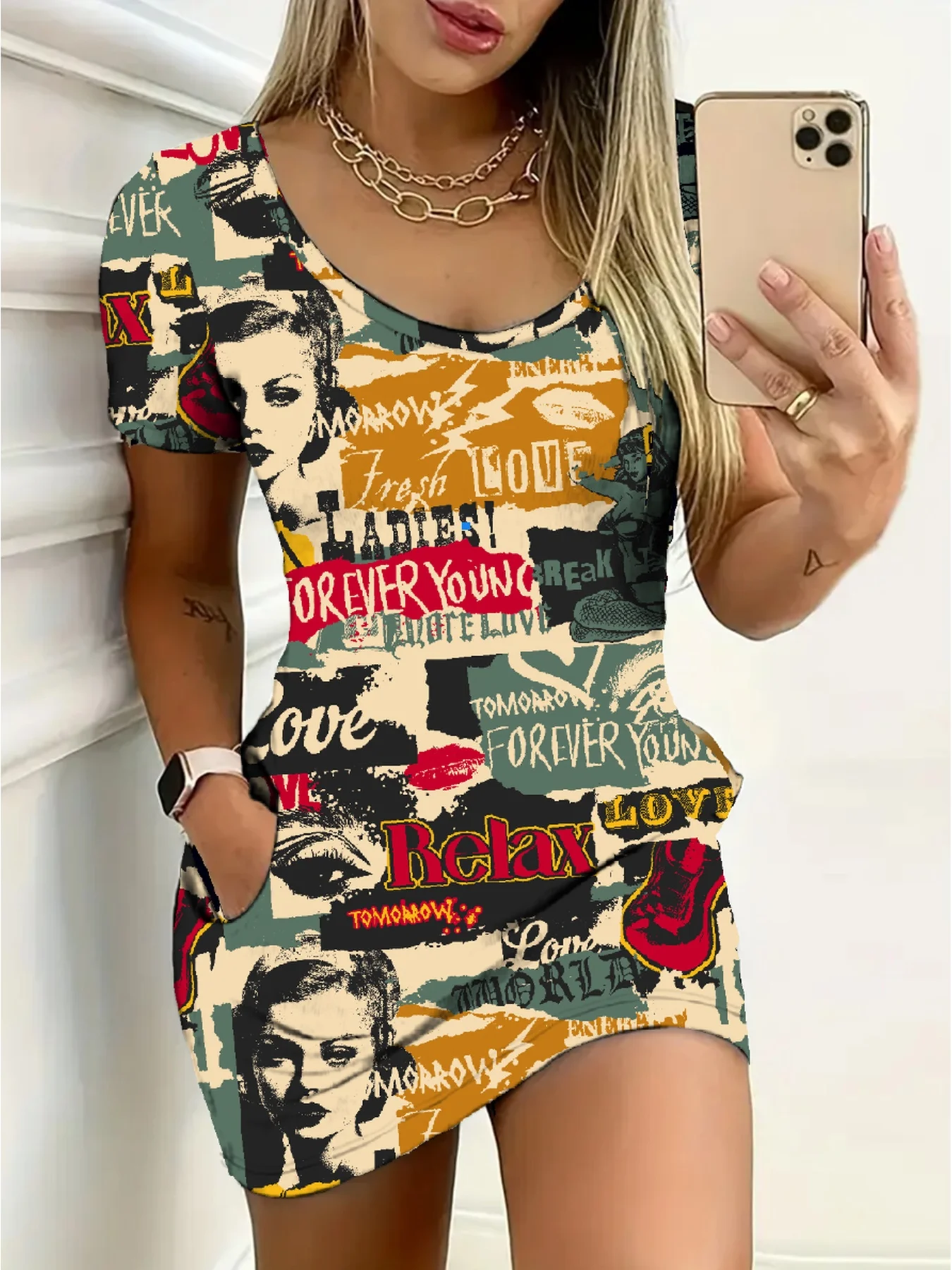 French Vintage Floral Midi Dress - Damska, codzienna, elegancka, wygodna sukienka mini