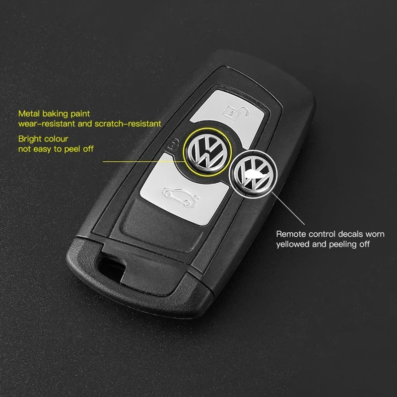 10 Stück Auto Remote Key Aufkleber Aluminium Emblem Dekoration Aufkleber für Volkswagen Gti VW Polo Golf Passat Tiguan Arteon Touareg Taigo