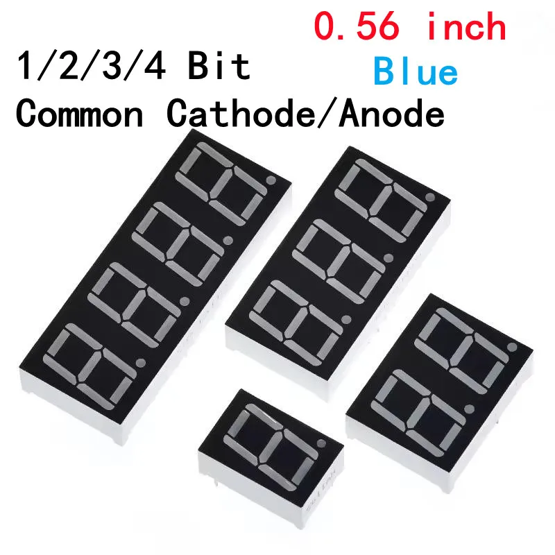 

5pcs 0.56 inch 7 Segment 1bit 2bit 3bit 4bit Digital Tube blue Common Cathode Anode LED Digit Display Digit Tube