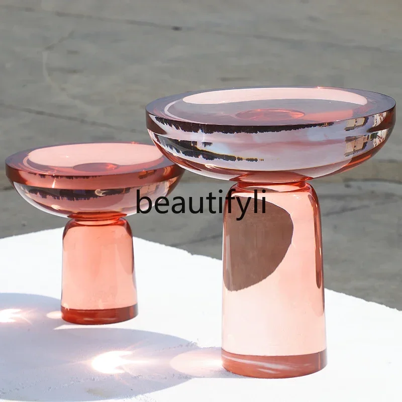 

xzzItalian minimalist acrylic sofa edge few light luxury high sense modern simple living room home creative small round few