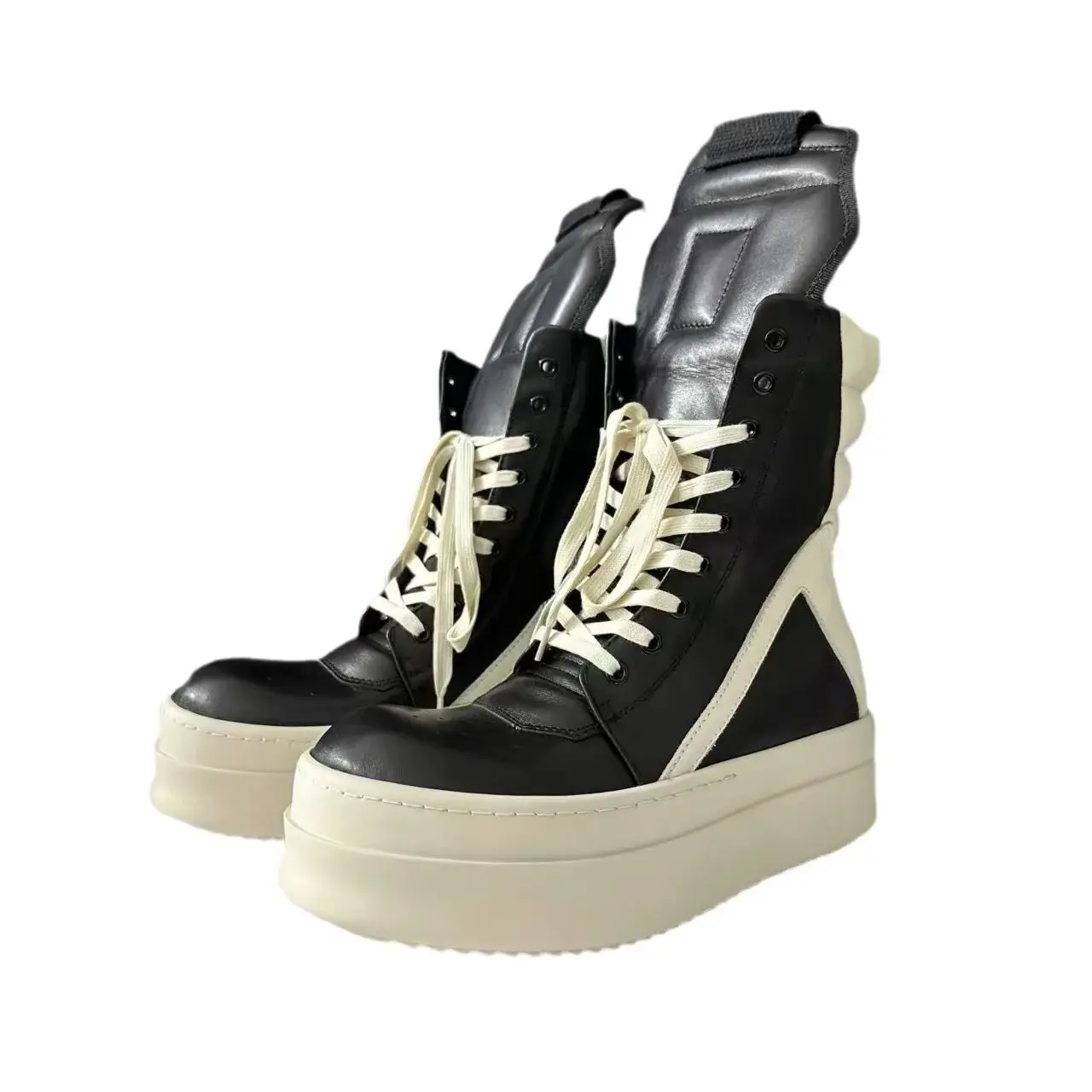 

Женские ботинки из натуральной кожи, роскошные кроссовки, черные мужские дизайнерские туфли, мужские мотоциклетные туфли на высокой платформе со шнуровкой