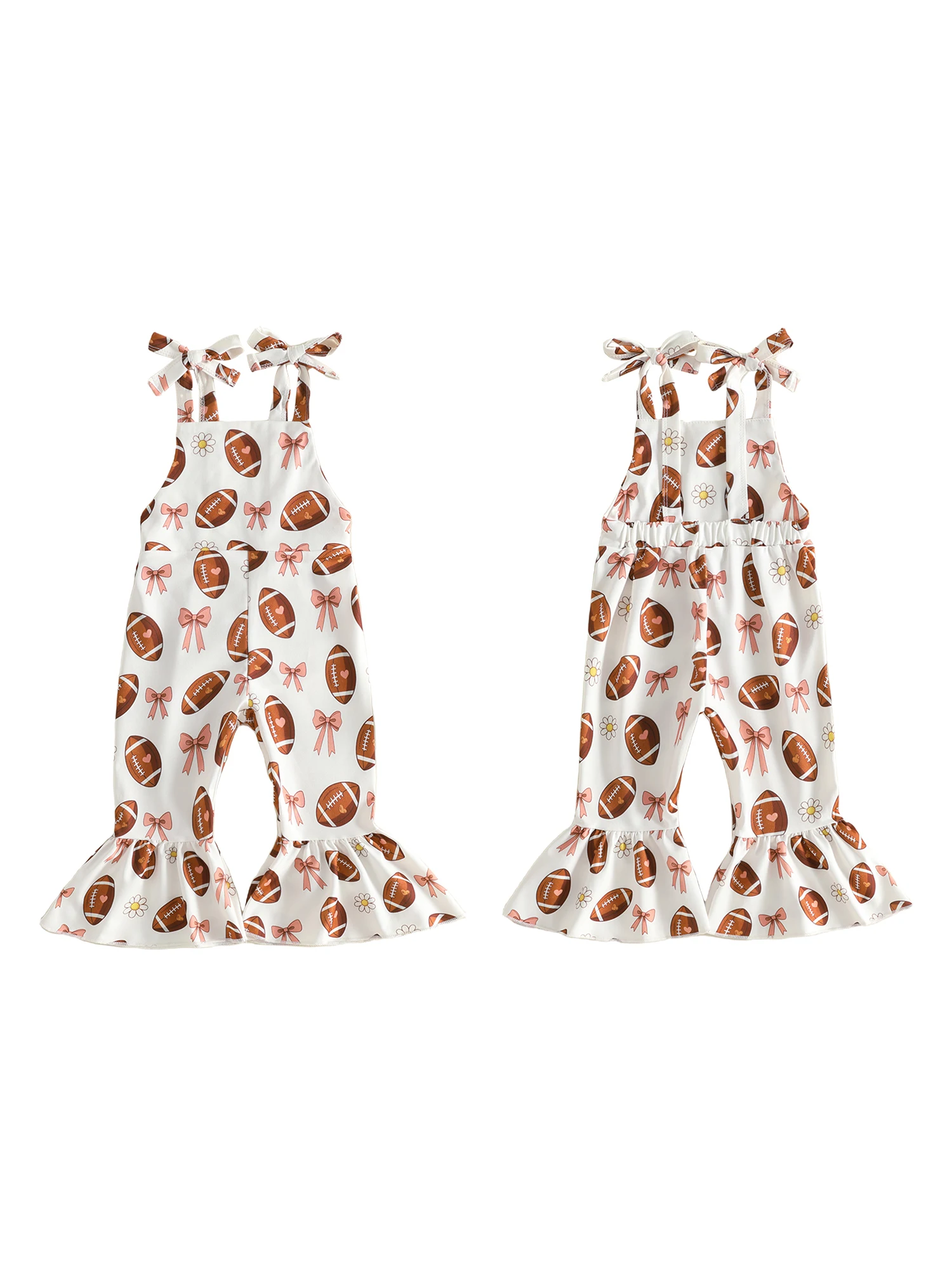 Bottom Sleeveless Bell Bottom Rugby Cow Print Sleeveless Bell Girls-Overalls-Rugby Sleeveless-Bell Toddler Girls Overalls Romper