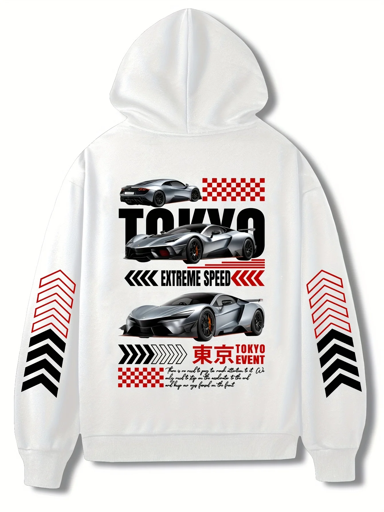 Men's Tokyo Extreme Speed Sport Pattern Hooded Sweatshirt for Japanese Street Racing Casual Loose Streetwear