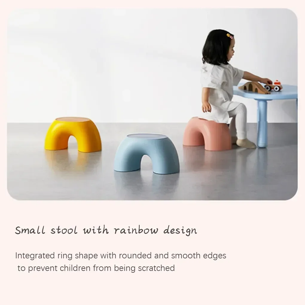 Stool Plastic Rainbow Shape Footstool Safety Kids Step Stool Seat For Living Room Indoor Furniture Children'S Stool Toy image 5