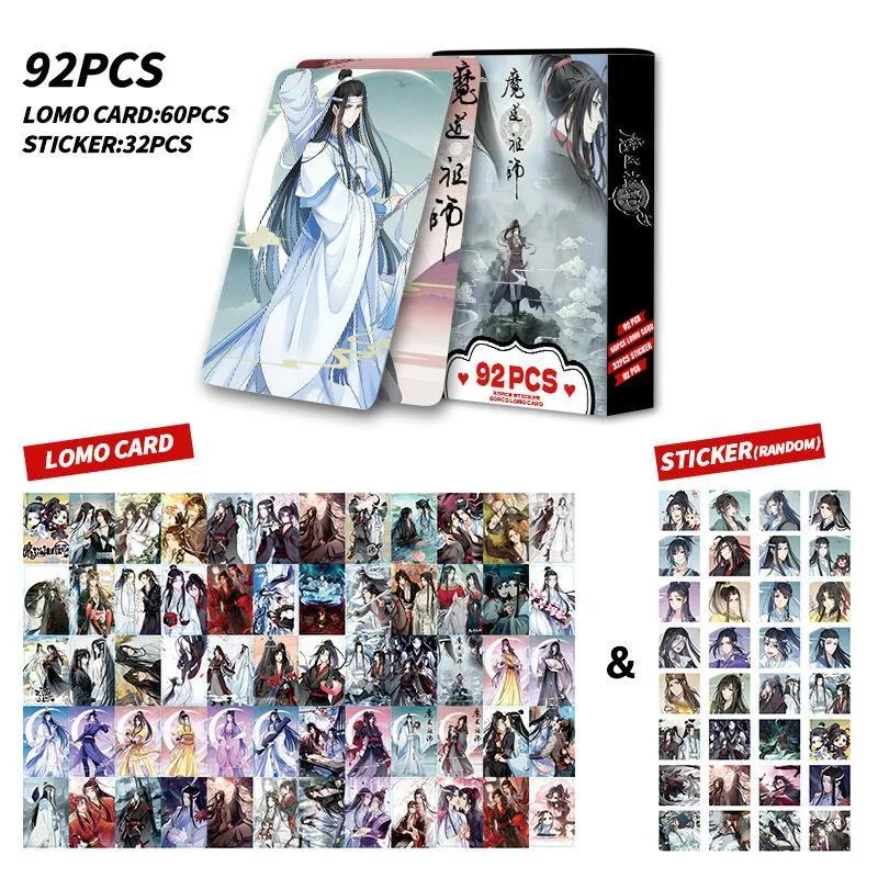 92 Pcs/Set Grandmaster of Demonic Cultivation Laser Lomo Card Mo Dao Zu Shi Wei Wuxian,Lan Wangji HD Photo Cards Sticker