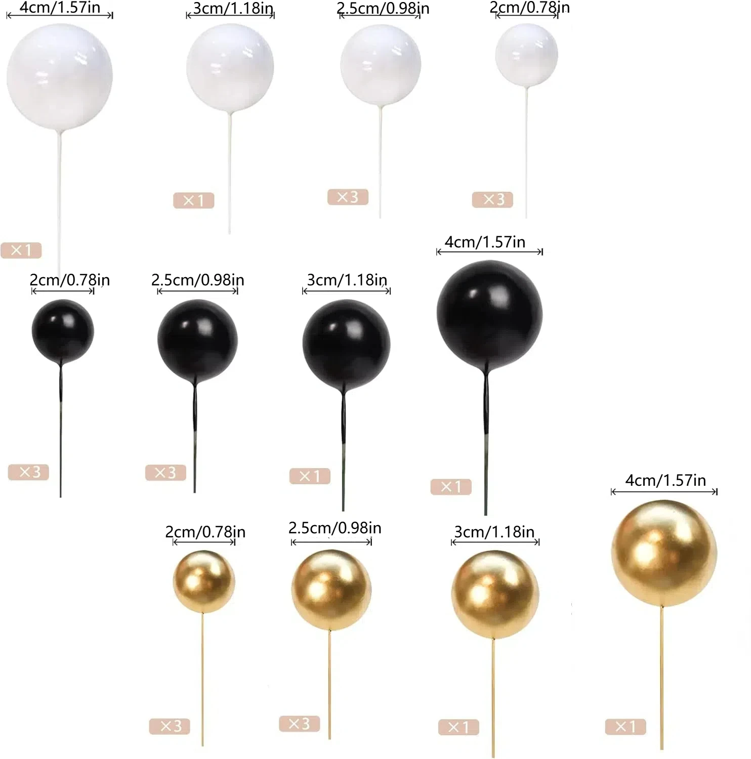 24 Stück Kugeln, Kuchendeckel, Cupcake-Topper, Schaumstoff-Kugeln, Kuchendeckel, Dekorationen für Hochzeit, Babyparty, Geburtstag, Partyzubehör – Detail 8