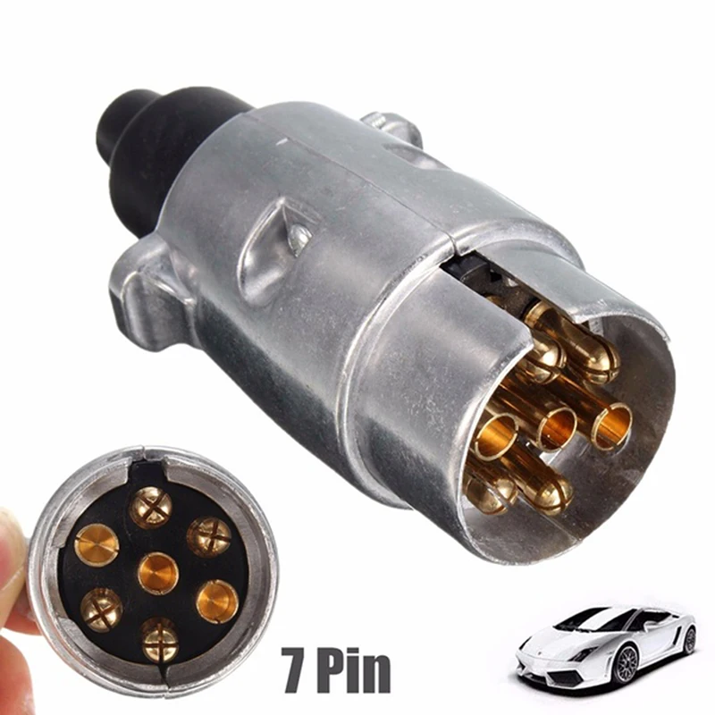 7 Pin Metal Trailer Plug Towbar Towing Lights Socket Car Van Caravan 12V APM