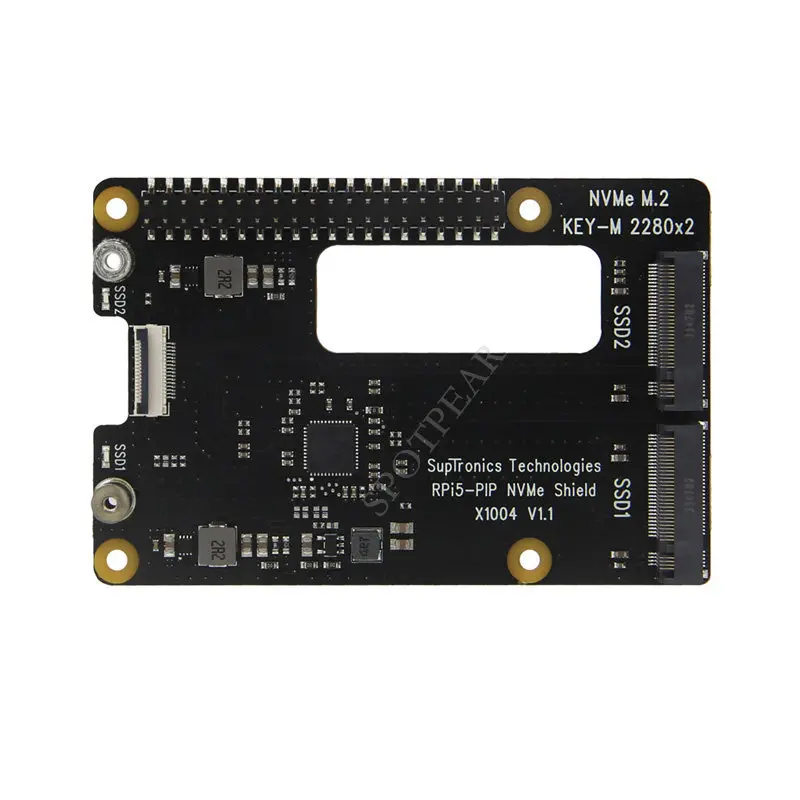 Raspberry Pi 5 dedicated PCIE to M.2 NVME dual SSD solid state drive X1004 expansion board Pi5 double 2280