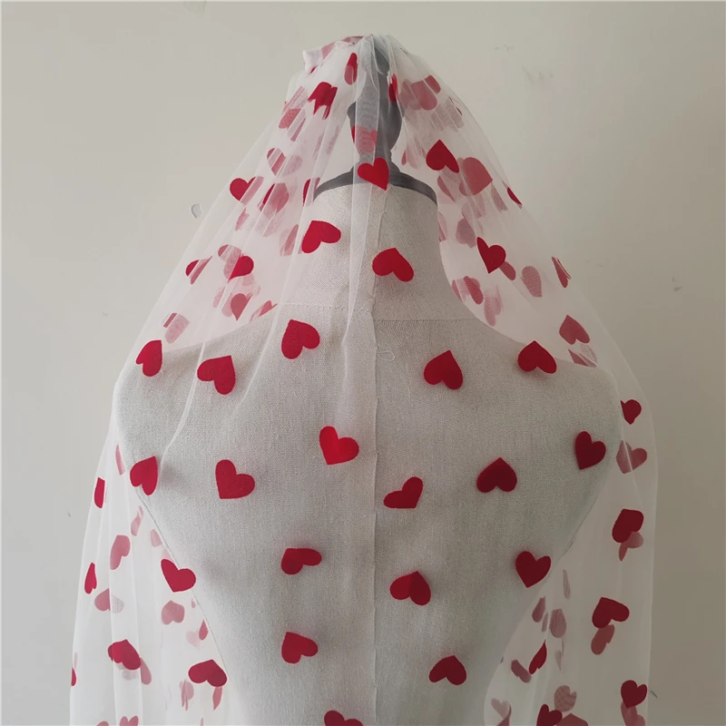 

Красное Сердце Белый Черный Тюль Свадебная Фата Душ Вечеринка День Святого Валентина Bacherolet Ночь Аксессуары Невеста Короткая