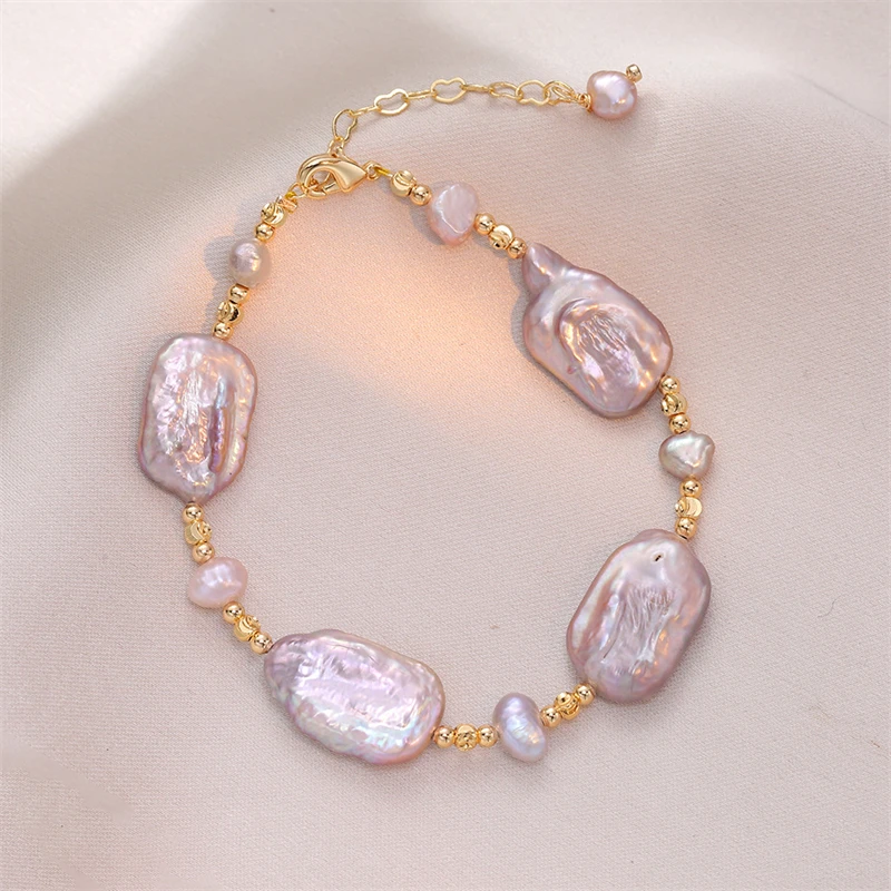 Korean Original Design Natural Baroque Pearl for Women Fashion New Cuff Bracelet Luxury Jewelry Accessories Anniversary Gift