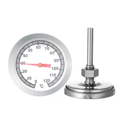 52mm 0-120 graden Celsius Pizza Oven Thermometer Roestvrij staal Outdoor Grill Barbecue Kachel Thermograaf Voedsel Koken Temperatuurmeting van varkensvlees, kip en lamsvlees